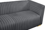 Ravish Velvet Sofa - Elegant Contemporary Design with Deep Channel Tufting & Stylish Metal Legs