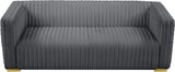 Ravish Velvet Sofa - Elegant Contemporary Design with Deep Channel Tufting & Stylish Metal Legs