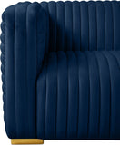 Ravish Contemporary Chair with Deep Channel Tufting and Gold & Chrome Legs for Modern Living Spaces