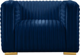 Ravish Contemporary Chair with Deep Channel Tufting and Gold & Chrome Legs for Modern Living Spaces