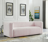 Ravish Velvet Sofa - Elegant Contemporary Design with Deep Channel Tufting & Stylish Metal Legs