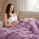 Soft Ruched 50x60" Throw Blanket, Purple