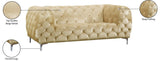 Mercer Contemporary Loveseat – Elegant Velvet Seating with Modern Design and Chrome Accents for Style