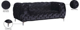 Mercer Contemporary Loveseat – Elegant Velvet Seating with Modern Design and Chrome Accents for Style