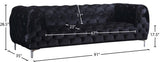 Mercer Plush Contemporary Sofa - Elegant Velvet Design with Modern Tufting and Chrome Legs for Style