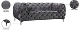 Mercer Contemporary Loveseat – Elegant Velvet Seating with Modern Design and Chrome Accents for Style