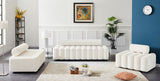 Melody Elegant Velvet Contemporary Chair with Deep Channel Tufting for Chic Modern Living Spaces