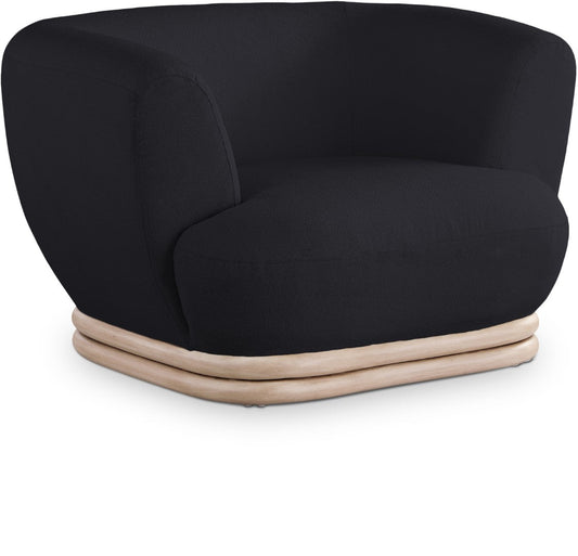 Kipton Elegant Mid-Century Modern Chair with Curved Back and Natural Oak Rubber Wood Base