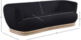 Kipton Elegant Mid-Century Modern Sofa with Curved Back and Natural Oak Finish for Cozy Living Rooms