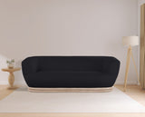 Kipton Elegant Mid-Century Modern Sofa with Curved Back and Natural Oak Finish for Cozy Living Rooms