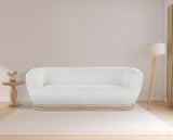 Kipton Elegant Mid-Century Modern Sofa with Curved Back and Natural Oak Finish for Cozy Living Rooms
