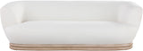 Kipton Elegant Mid-Century Modern Sofa with Curved Back and Natural Oak Finish for Cozy Living Rooms