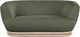 Kipton Mid-Century Modern Loveseat with Elegant Curved Back and Natural Oak Frame for Living Room