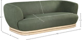 Kipton Elegant Mid-Century Modern Sofa with Curved Back and Natural Oak Finish for Cozy Living Rooms