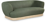 Kipton Elegant Mid-Century Modern Sofa with Curved Back and Natural Oak Finish for Cozy Living Rooms