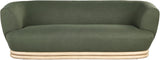 Kipton Elegant Mid-Century Modern Sofa with Curved Back and Natural Oak Finish for Cozy Living Rooms