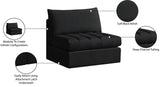 Jacob Modular Armless Chair - Luxurious Soft Upholstery, Deep Channel Tufting, Contemporary Design