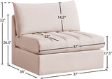 Jacob Modular Armless Chair - Luxurious Soft Upholstery, Deep Channel Tufting, Contemporary Design