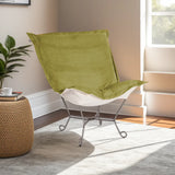 Scroll Puff Chair Bella Moss Titanium Frame