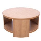 Curved Leg Post Round Storage Shelf Coffee Table *