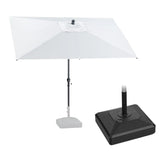 PURPLE LEAF Crank and Tilt Rectangular Outdoor Patio Market Umbrella with Base