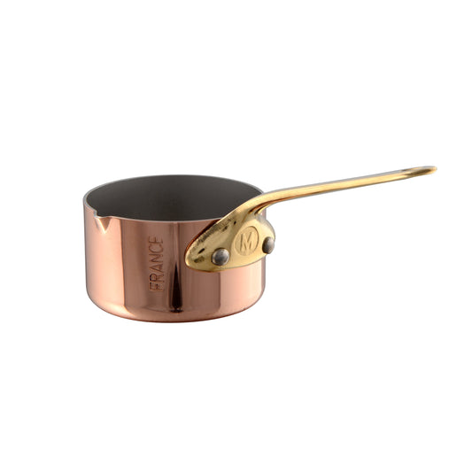 Mauviel M'MINIS Copper Sauce Pan With Pouring Spout, Brass Handle, 2.7-In