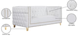 Michelle Faux Leather Loveseat with Gold Accents and Deep Button Tufting for Modern Elegance