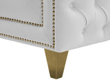 Michelle Faux Leather Loveseat with Gold Accents and Deep Button Tufting for Modern Elegance