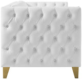 Michelle Faux Leather Loveseat with Gold Accents and Deep Button Tufting for Modern Elegance