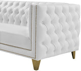 Michelle Faux Leather Loveseat with Gold Accents and Deep Button Tufting for Modern Elegance