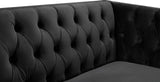Michelle Velvet Loveseat – Sumptuous Glamour with Gold Nailheads, Iron Legs & Deep Button Tufting