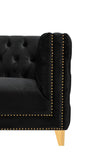 Michelle Velvet Sofa with Gold Nailhead Trim and Iron Legs - Glamorous Contemporary Design