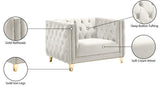 Michelle Velvet Chair - Glamorous Contemporary Design with Gold Nailheads and Deep Button Tufting