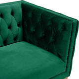 Michelle Velvet Chair - Glamorous Contemporary Design with Gold Nailheads and Deep Button Tufting