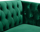 Michelle Velvet Chair - Glamorous Contemporary Design with Gold Nailheads and Deep Button Tufting