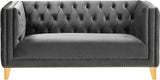 Michelle Velvet Loveseat – Sumptuous Glamour with Gold Nailheads, Iron Legs & Deep Button Tufting