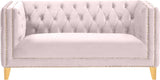Michelle Velvet Loveseat – Sumptuous Glamour with Gold Nailheads, Iron Legs & Deep Button Tufting