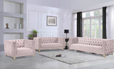 Michelle Velvet Sofa with Gold Nailhead Trim and Iron Legs - Glamorous Contemporary Design