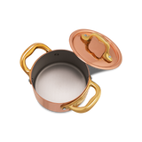Mauviel M'MINIS Copper Stew Pan With Lid, Brass Handles, 0.34-Quart