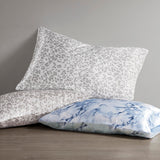Wrinkle Free Marble Printed Satin Sheet Set, Blue