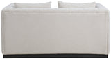 Lucia Oversized Loveseat - Cozy Textured Fabric Comfort with Deep Channel Tufting and Black Base