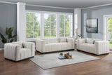 Lucia Oversized Loveseat - Cozy Textured Fabric Comfort with Deep Channel Tufting and Black Base