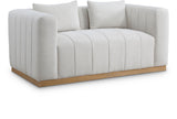 Lucia Oversized Loveseat - Cozy Textured Fabric Comfort with Deep Channel Tufting and Black Base