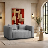 Lucia Oversized Loveseat - Cozy Textured Fabric Comfort with Deep Channel Tufting and Black Base