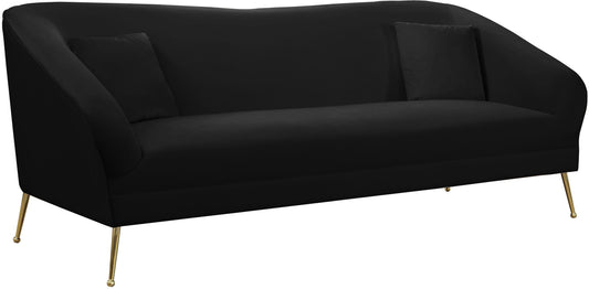 Hermosa Velvet Sofa - Elegant Mid-Century Design with Sleek Curved Arms and Luxurious Gold Legs