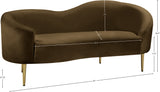 Ritz Contemporary Loveseat with Plush Upholstery and Elegant Gold Legs for Chic Home Style
