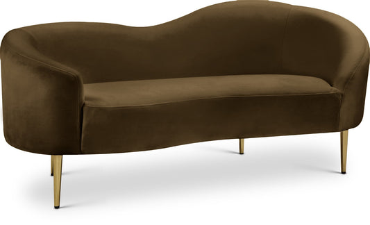Ritz Contemporary Loveseat with Plush Upholstery and Elegant Gold Legs for Chic Home Style