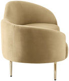 Ritz Elegant Velvet Sofa with Gold Metal Legs - Contemporary Curved Design for Chic Living Rooms