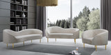 Ritz Contemporary Loveseat with Plush Upholstery and Elegant Gold Legs for Chic Home Style