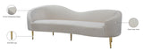 Ritz Elegant Velvet Sofa with Gold Metal Legs - Contemporary Curved Design for Chic Living Rooms